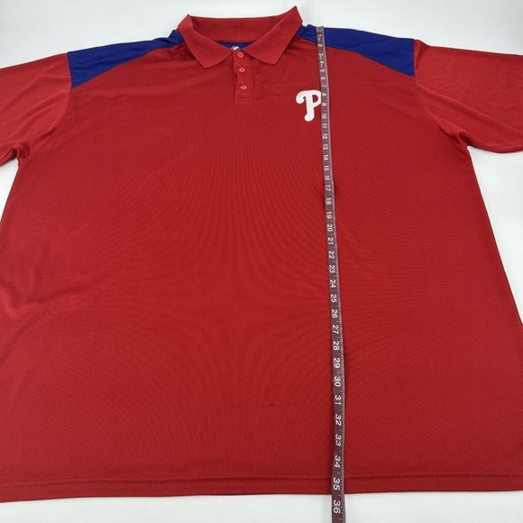Majestic Philadelphia Phillies Shirt Men's 4XT Red Short Sleeve Polo MLB - Picture 8 of 11